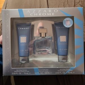 Azzaro Chrome Hair & Body Wash and Eau de Toilette Set - Blue